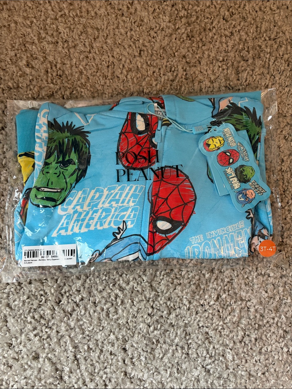 Posh peanut Marvel Heroes Bamboo Terry zippered hoodie Jacket